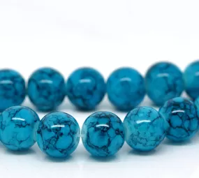 Beads Glass Round Crackle 10mm Blue Strand 15