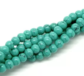 Beads Glass Round Drawbench 4mm Strand 15.5 Blue Green