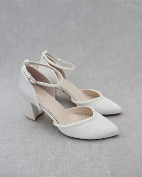 Block Heel with Pearl Detail Bridal Shoes