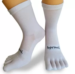 Bprimal YOUTH Everyday Five-Toe Socks - Crew - Regular Weight - White