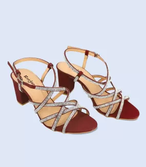 BW6066-MAROON-Women Formal Sandal Heels