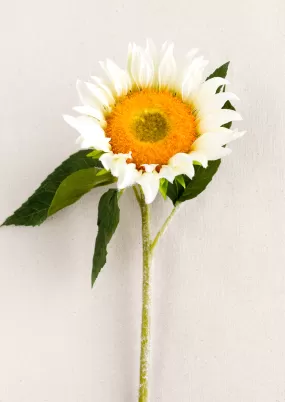 Faux White Sunflower Stem