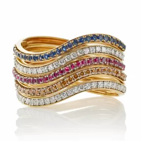 Five Diamond and Gem-set Oscar Heyman Bangle Bracelets