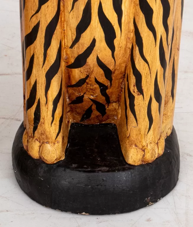 Folkloric Style Polychrome Tiger Sculptures, 2