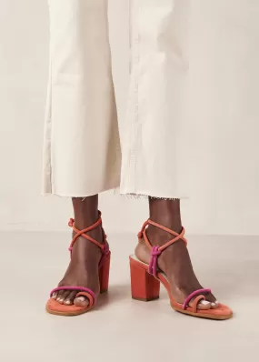 Grace Bicolor Magenta Orange Leather Sandals