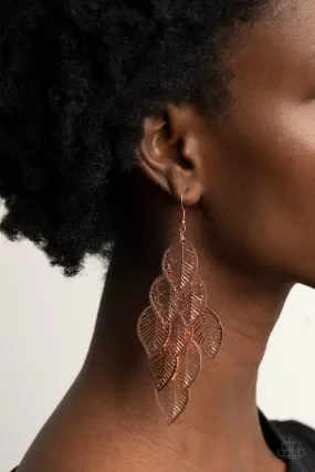 Paparazzi Accessories - Limitlessly Leafy - Copper Earrings