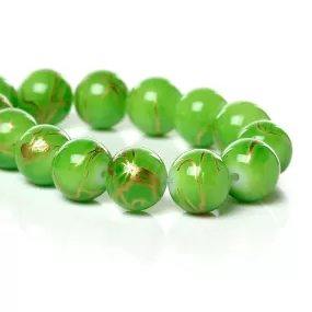 Round Glass Artistic Czech Loose Beads for Jewelry Making 10mm Green Beads 10pcs