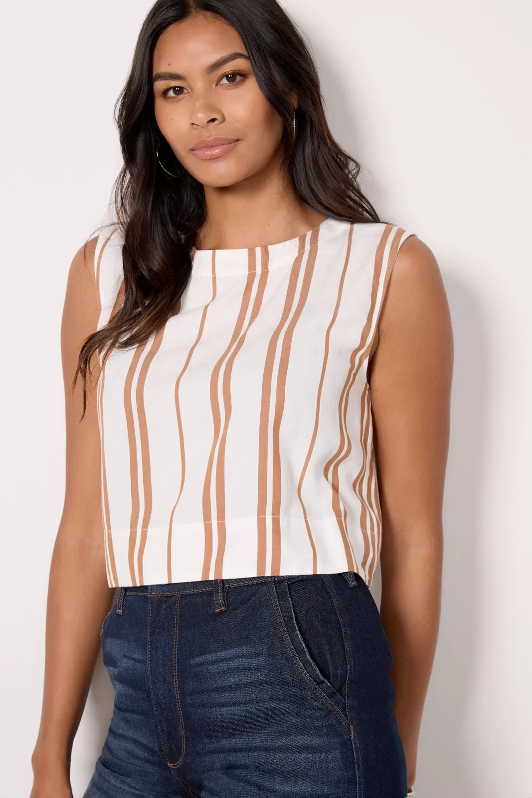 Stripe Button Back Top