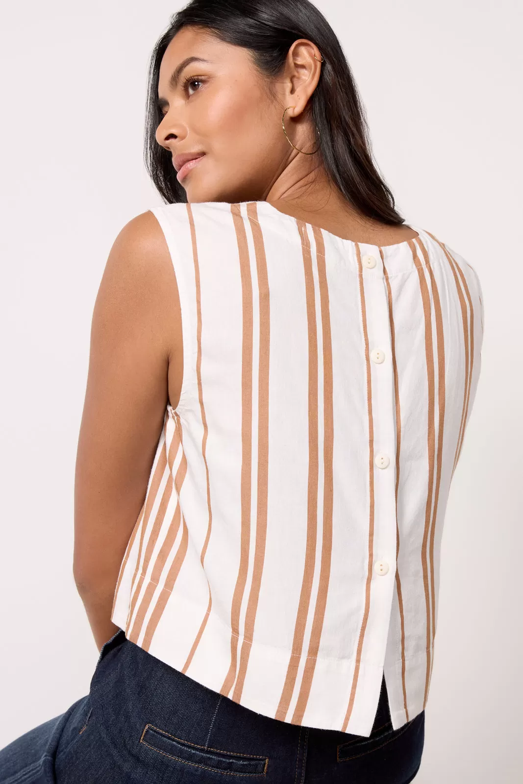 Stripe Button Back Top