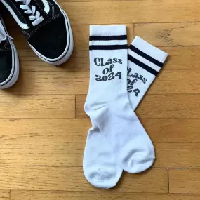 The Class of 2024 Graduation Socks with Black Stripes