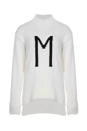 TURTLE NECK LETTER SWEATER IN IVORY